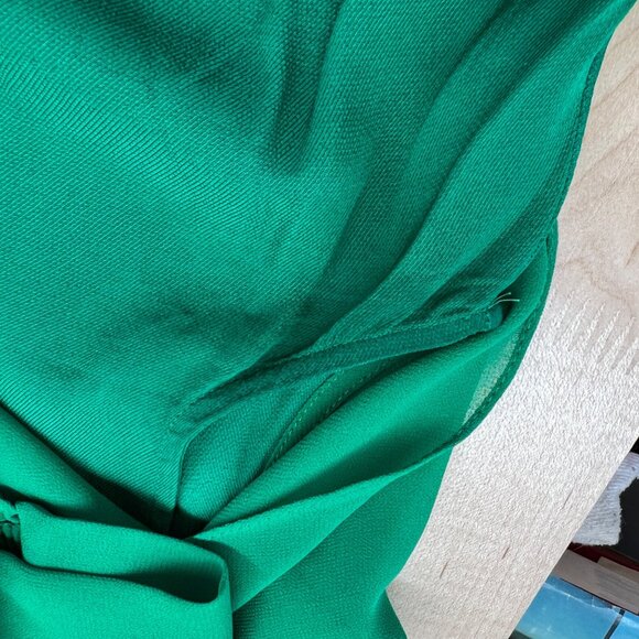 Zara Green Flowy Cape Blouse Layered Design Cut-Out Sleeves Size XS - Picture 8 of 11